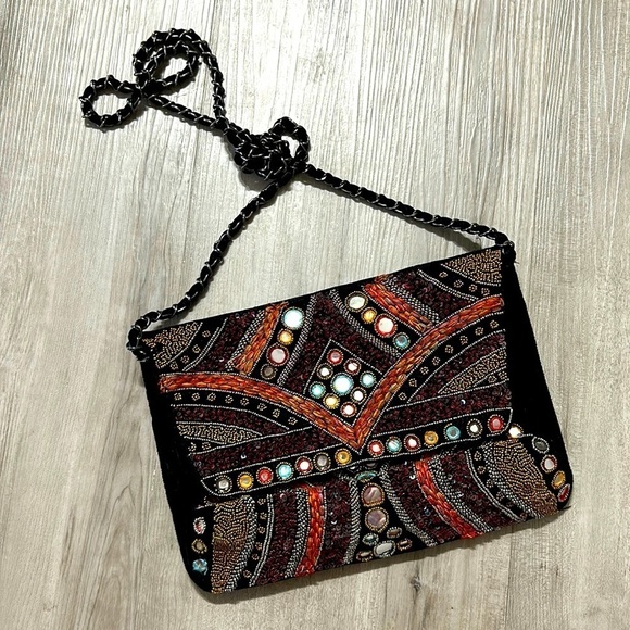 Zara Handbags - ZARA LIMITED EDITION EMBROIDERED VELVET BAG Crossbody chain bohemian gypsy bag